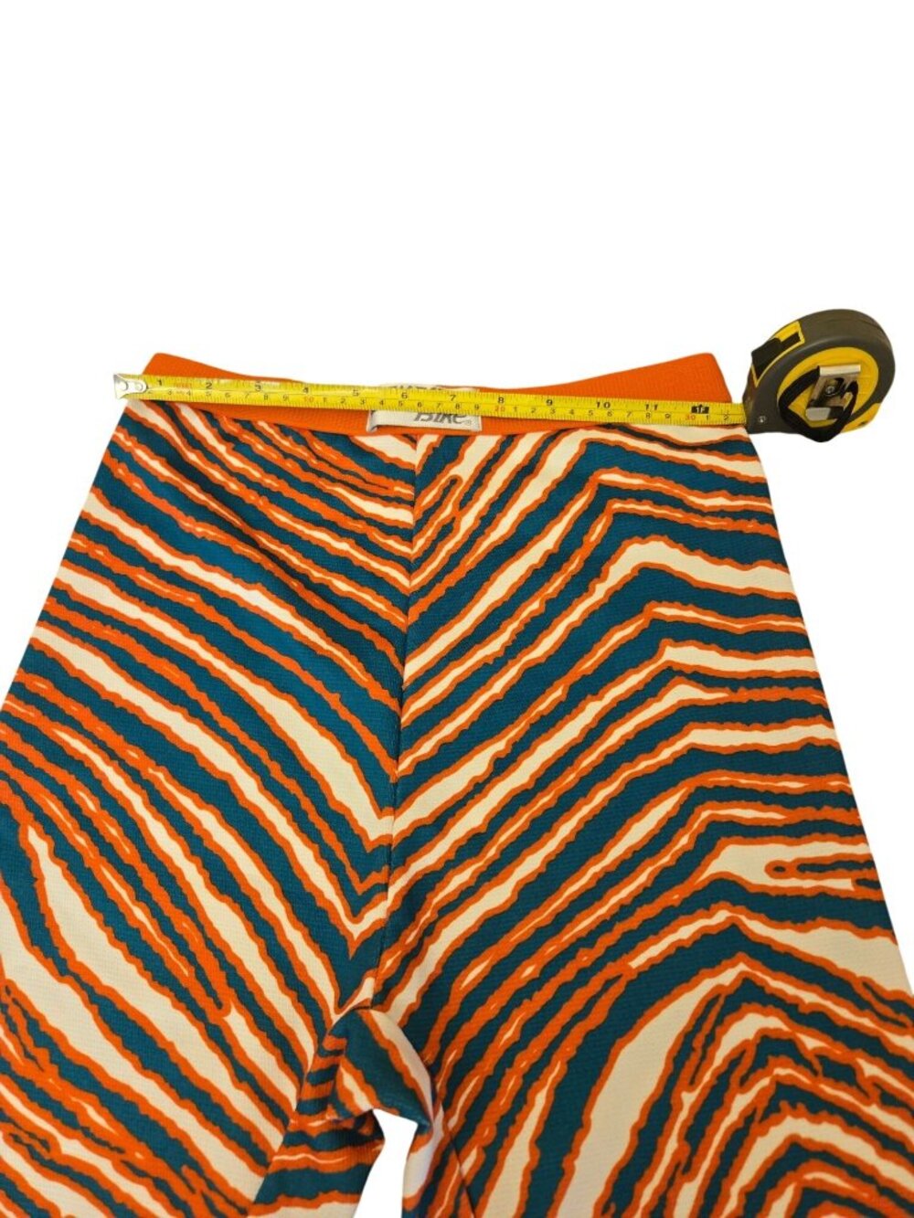 Vintage Zubaz Bike Medium Retro Orange Teal Zebra Striped Athletic Shorts - Picture 5 of 7